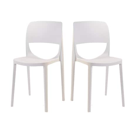 Rainbow Outdoor Bella Set of 2 Stackable Side Chair-White RBO-BELLA-WHT-SC-SET2